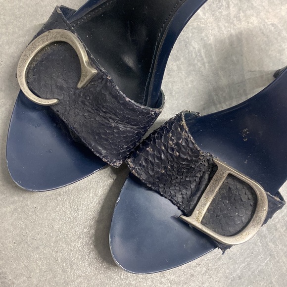 Authentic Rare Dior Clogs Mules Sandals Snakeskin leather CD logo John Galliano - Picture 5 of 15